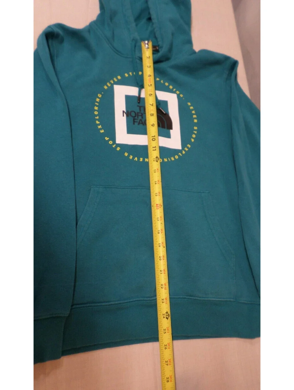 DESIGNER THE NORTH FACE COTTON BLEND WARM PULLOVER TEAL HOODIE MEN'S SIZE MEDIUM